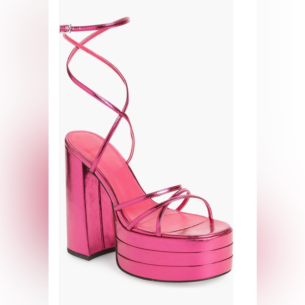 AZALEA WANG Marky Ankle Strap Platform Sandal Pink, Women, US Size 7, New in Box